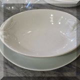 K36. White vegetable bowl with relief fruit on edge 2.5 x 10.5 x 8.5 - $25 